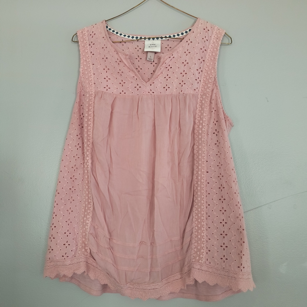 Knox Rose Blush Eyelet Sleeveless Blouse